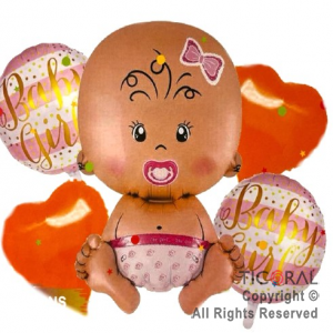 SET DE GLOBOS METALIZADO BABY GUIRL 5 UNIDADES X 1
